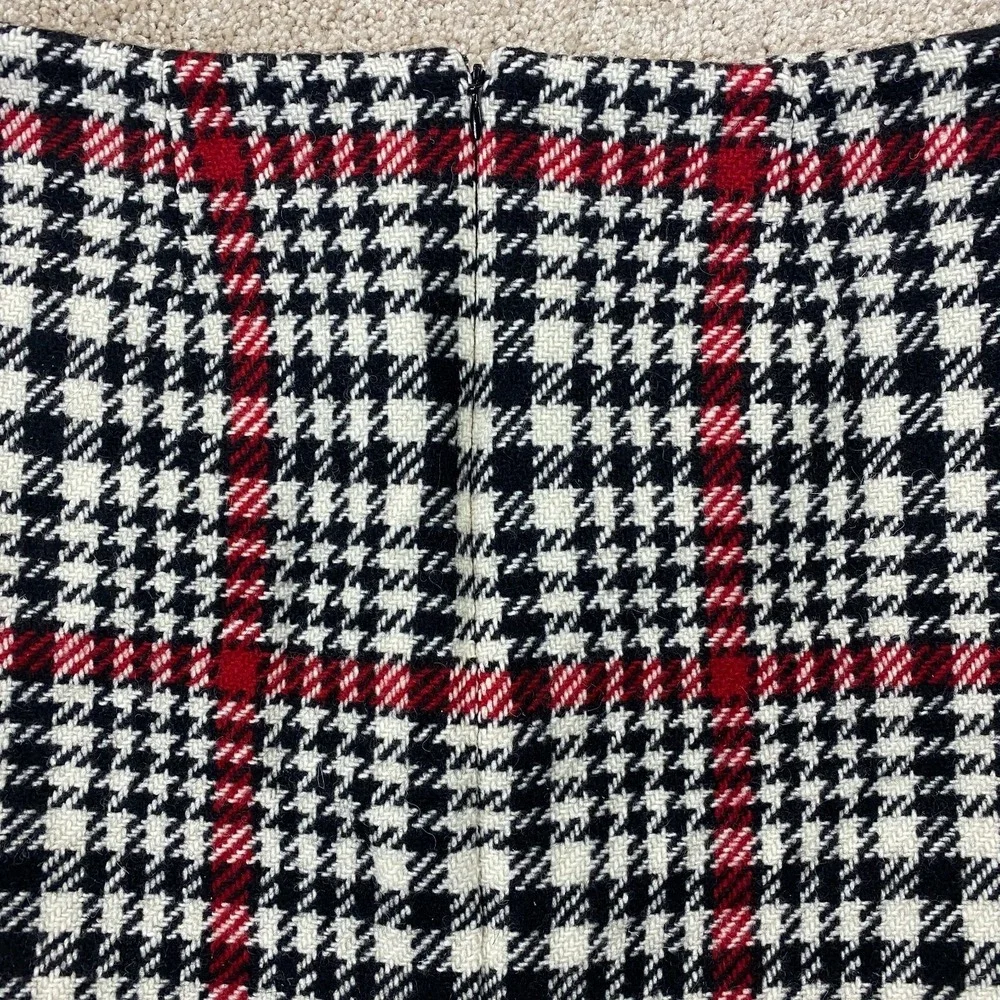 Talbots Skirt Womens 8 Wool Blend Black Plaid Straight Ladies Preppy Classic 90s